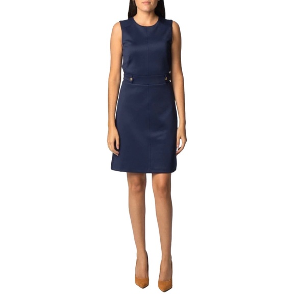 MK MICHAEL KORS Solid Scuba Sheath Navy Dress - Picture 1 of 12